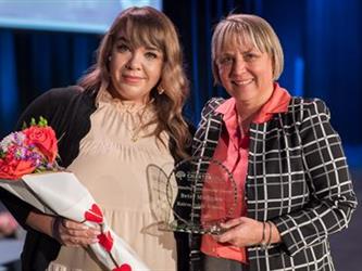 Admin of the Year - Betsy Madigan with Ginese Quann after receiving award. 