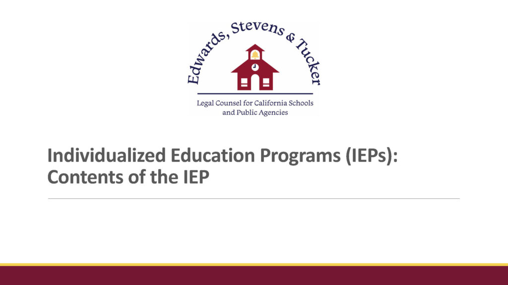 Individualized Education Programs (IEP): Contents of the IEP