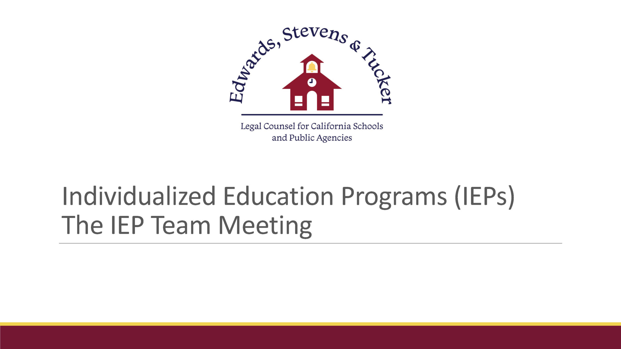 Individualized Education Programs (IEPs): The IEP Team Meeting